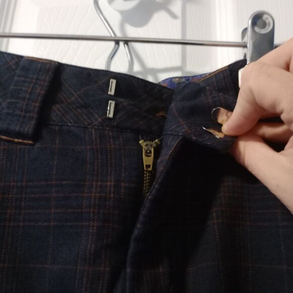 Free People Womens Size 0 Plaid Midi Pencil Skirt Blue/Tan‎ - Picture 5 of 6